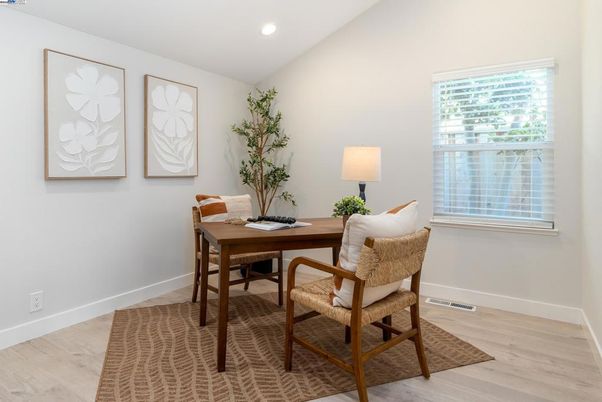 Home Office, Interior, Recessed Lighting, Wood Texture Flooring
