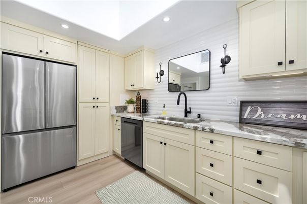 Interior, Kitchen, Recessed Lighting, Wood Texture Flooring