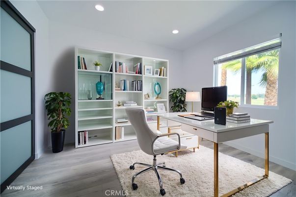 Home Office, Interior, Recessed Lighting, Wood Texture Flooring