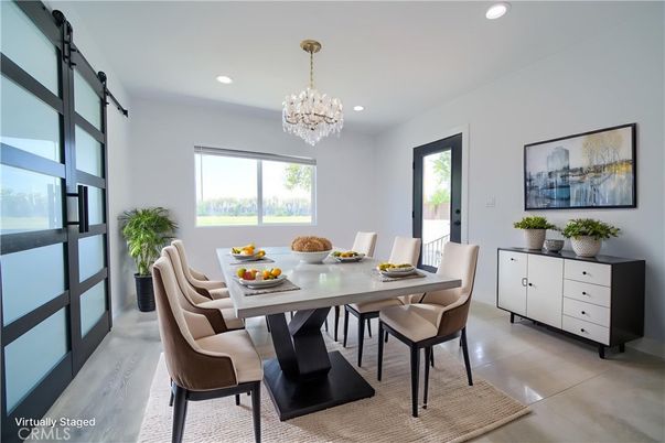 Chandelier, Dining room, Interior, Recessed Lighting, Wood Texture Flooring