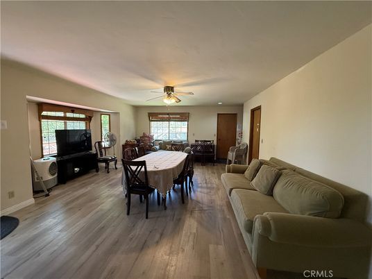 Dining room, Interior, Living room, Recessed Lighting, Wood Texture Flooring