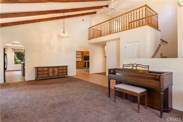 Chandelier, Interior, Pendant Lights, Piano, Wooden Beams