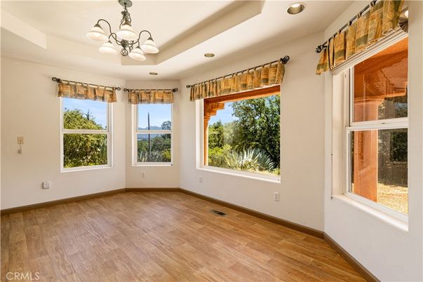 Chandelier, Empty room, Interior, Recessed Lighting, Wood Texture Flooring