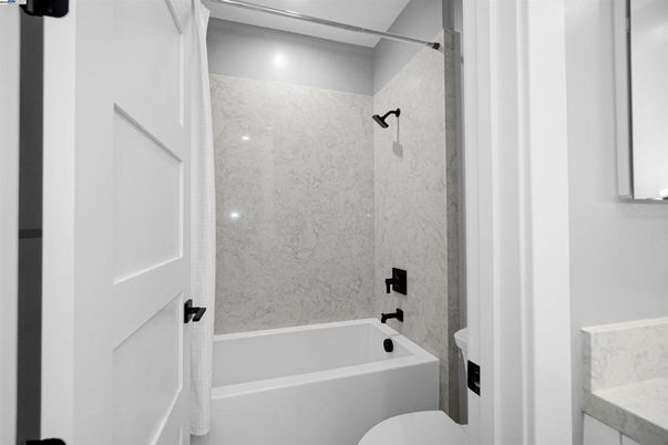 Bathroom, Interior, Marble Walls, Recessed Lighting