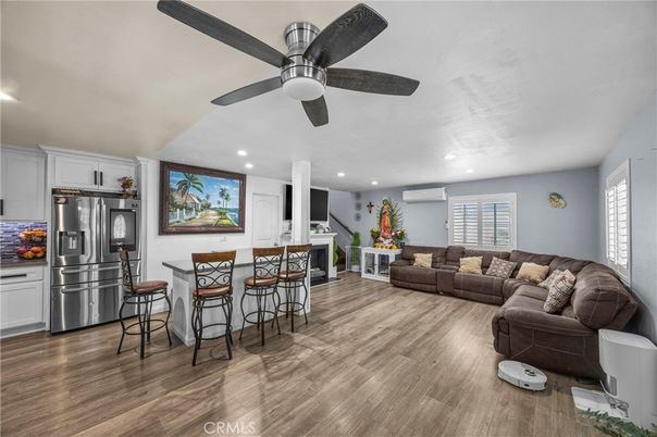 Interior, Kitchen, Living room, Recessed Lighting, Stainless Steel Appliances, Wood Texture Flooring