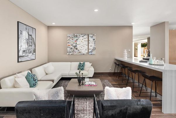 Interior, Living room, Recessed Lighting, Wood Texture Flooring