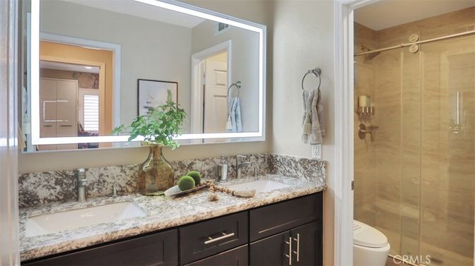 Bathroom, Dual Sink Vanities, Glass Shower, Interior