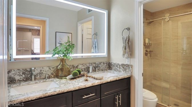 Bathroom, Dual Sink Vanities, Glass Shower, Interior
