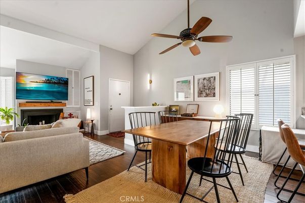 Dining room, Fireplace, Interior, Living room, Wood Texture Flooring