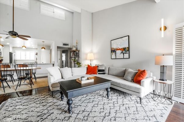 Interior, Kitchen, Living room, Pendant Lights, Stainless Steel Appliances, Wood Texture Flooring
