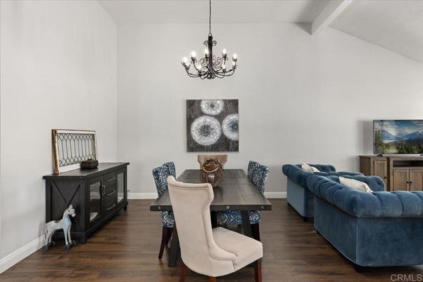Chandelier, Dining room, Interior, Wood Texture Flooring