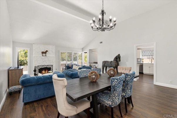 Chandelier, Dining room, Fireplace, Interior, Living room, Wood Texture Flooring