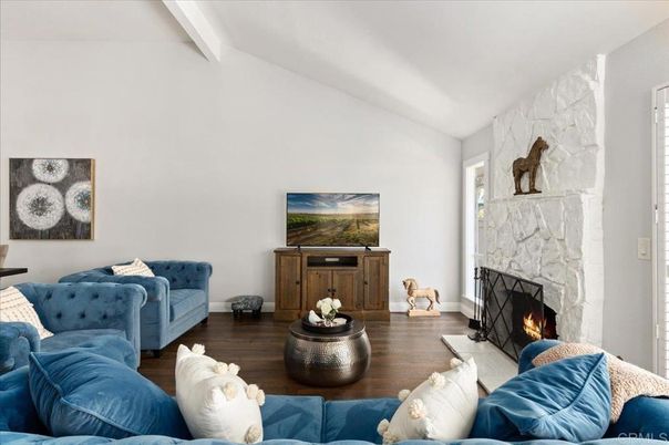 Fireplace, Interior, Living room, Stone Walls, Wood Texture Flooring