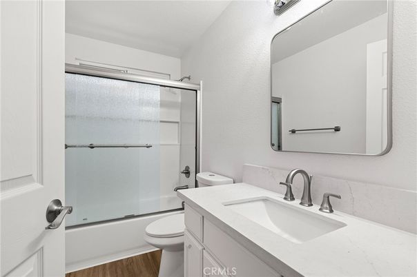 Bathroom, Glass Shower, Interior, Wood Texture Flooring