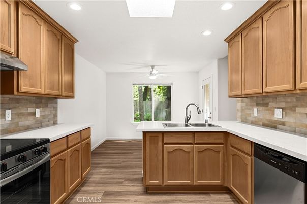 Interior, Kitchen, Recessed Lighting, Wood Texture Flooring