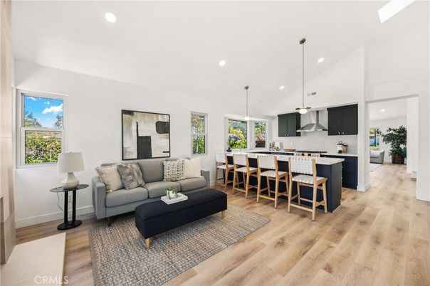 Interior, Kitchen, Living room, Pendant Lights, Recessed Lighting, Wood Texture Flooring
