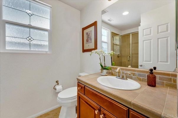 Bathroom, Glass Shower, Interior, Recessed Lighting, Tile Countertops