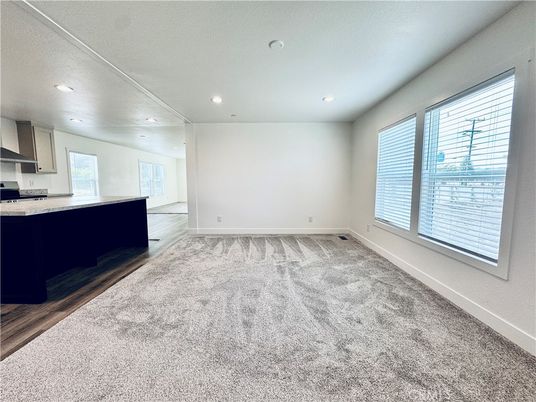 Empty room, Interior, Kitchen, Recessed Lighting, Wood Texture Flooring
