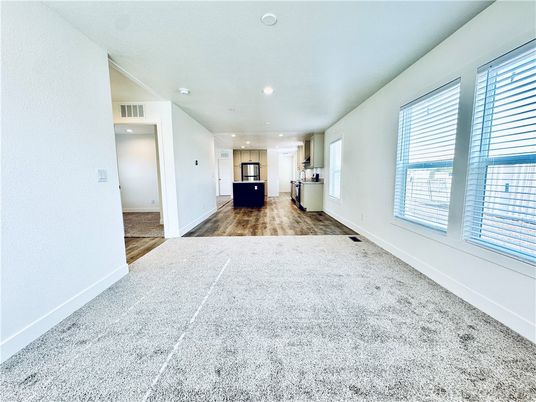 Empty room, Interior, Kitchen, Recessed Lighting, Wood Texture Flooring