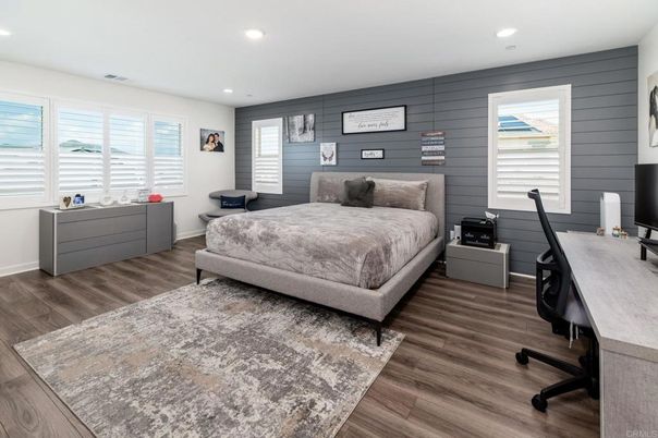 Bedroom, Home Office, Interior, Recessed Lighting, Wood Texture Flooring