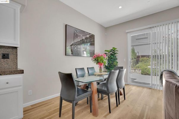 Dining room, Interior, Recessed Lighting, Wood Texture Flooring