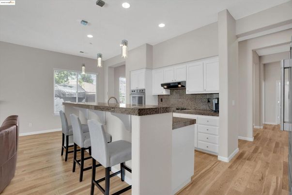 Interior, Kitchen, Pendant Lights, Recessed Lighting, Wood Texture Flooring