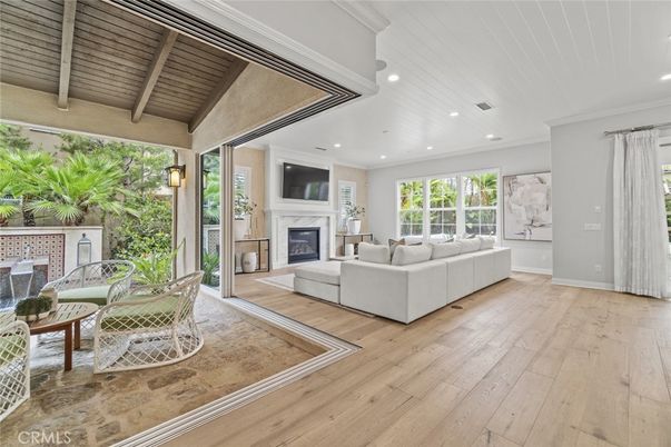 Fireplace, Interior, Living room, Recessed Lighting, Wooden Ceilings, Wood Texture Flooring