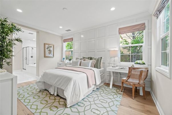 Bedroom, Home Office, Interior, Recessed Lighting, Wood Texture Flooring