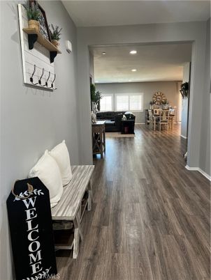 Dining room, Interior, Living room, Recessed Lighting, Wood Texture Flooring