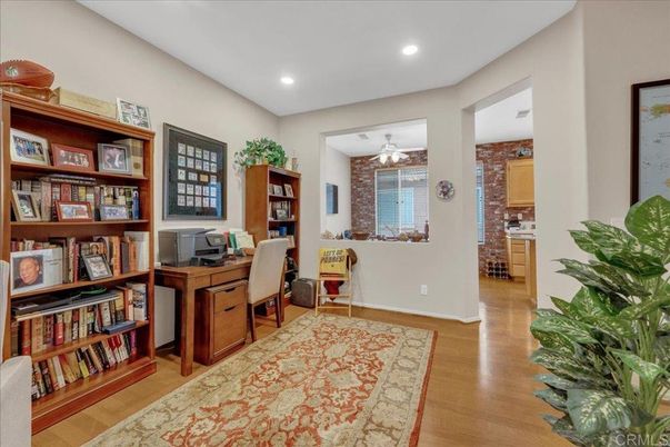 Home Office, Interior, Recessed Lighting, Wood Texture Flooring