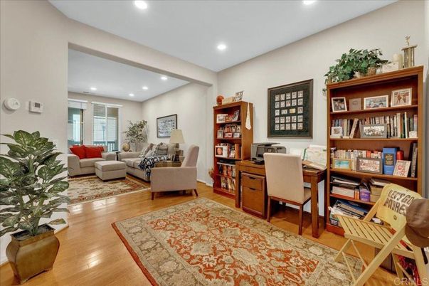 Home Office, Interior, Living room, Recessed Lighting, Wood Texture Flooring