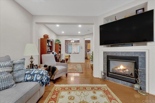 Dining room, Fireplace, Interior, Recessed Lighting, Wood Texture Flooring