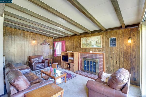 Fireplace, Interior, Living room, Wooden Beams, Wooden Walls