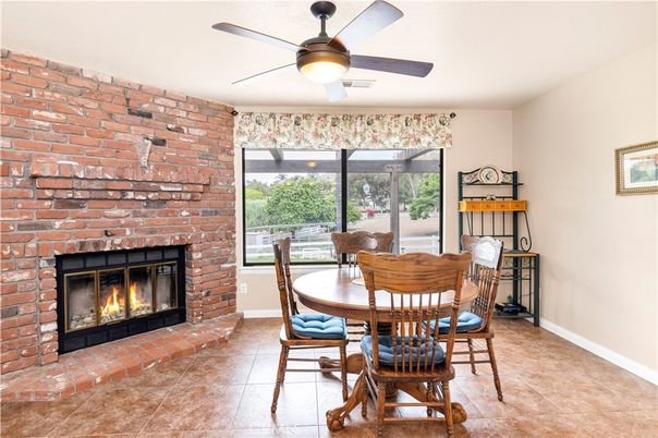 Dining room, Fireplace, Interior, Stone Walls