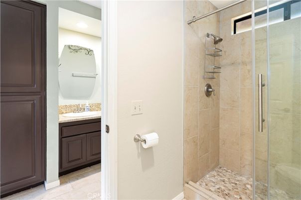 Bathroom, Glass Shower, Interior, Recessed Lighting