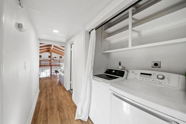 Interior, Recessed Lighting, Utility Closets, Washer, Wood Texture Flooring