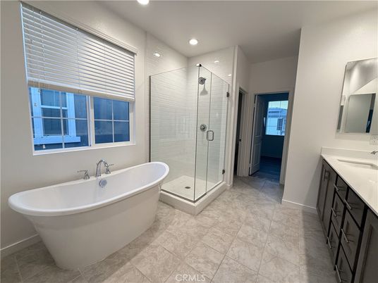 Bathroom, Free Standing Baths, Glass Shower, Interior, Recessed Lighting
