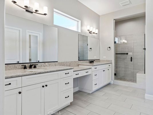 Bathroom, Dual Sink Vanities, Glass Shower, Interior