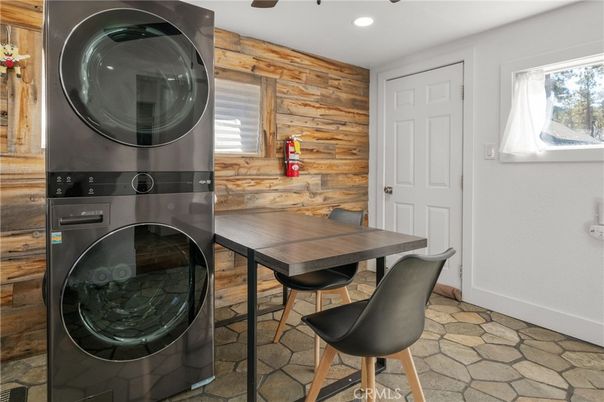 Dining room, Interior, Recessed Lighting, Wooden Walls