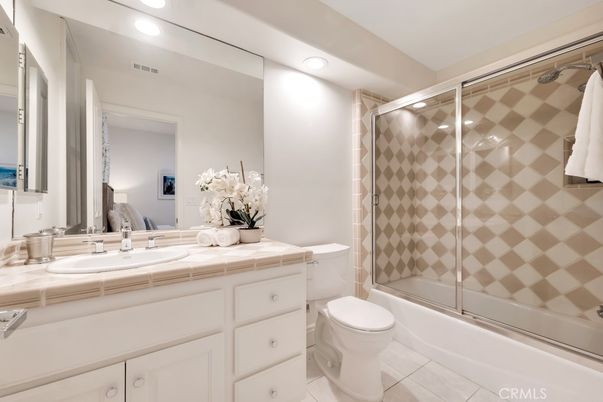 Bathroom, Glass Shower, Interior, Recessed Lighting, Tile Countertops