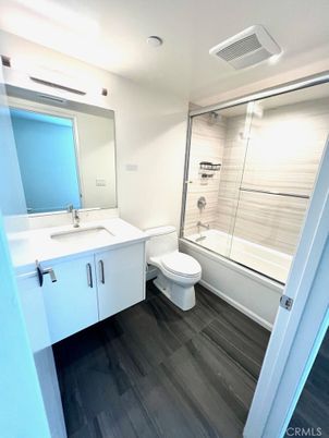 Bathroom, Glass Shower, Interior, Wood Texture Flooring