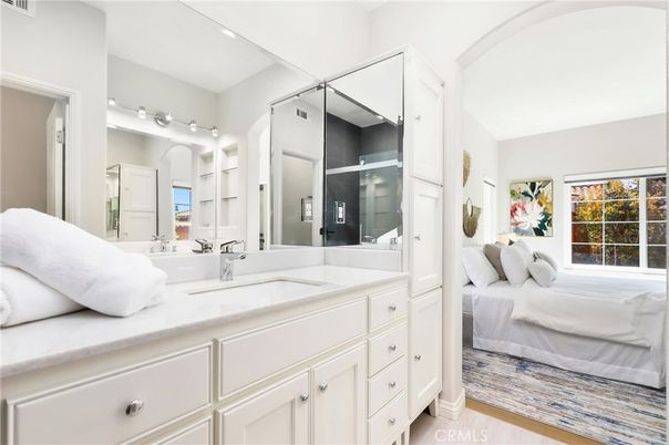 Bathroom, Bedroom, Dual Sink Vanities, Interior, Wood Texture Flooring