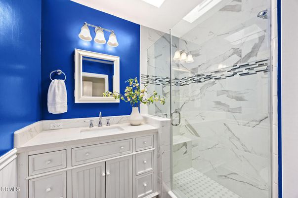 Bathroom, Glass Shower, Interior, Marble Walls