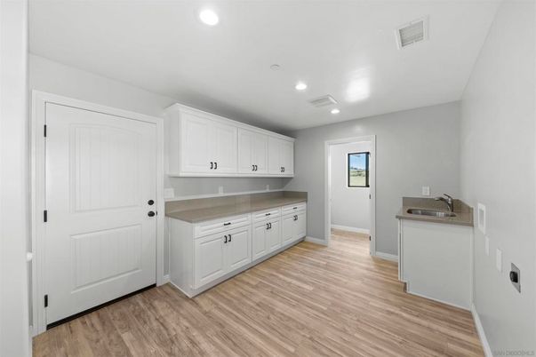 Interior, Kitchen, Recessed Lighting, Wood Texture Flooring