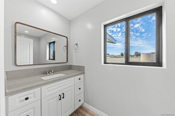 Bathroom, Interior, Recessed Lighting, Wood Texture Flooring