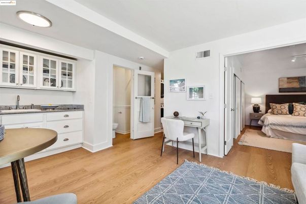 Bedroom, Home Office, Interior, Recessed Lighting, Wood Texture Flooring