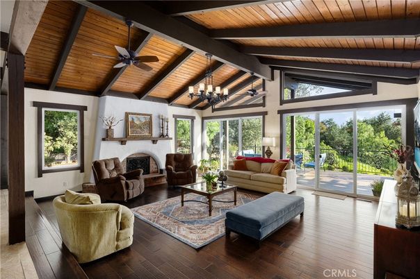 Chandelier, Fireplace, Interior, Living room, Wooden Beams, Wooden Ceilings, Wood Texture Flooring