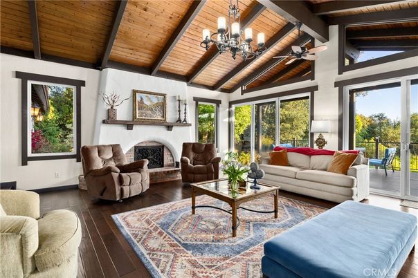 Chandelier, Fireplace, Interior, Living room, Wooden Beams, Wooden Ceilings, Wood Texture Flooring