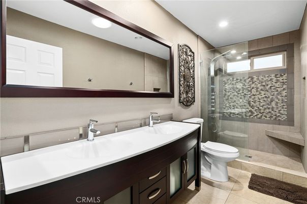Bathroom, Dual Sink Vanities, Glass Shower, Interior, Recessed Lighting