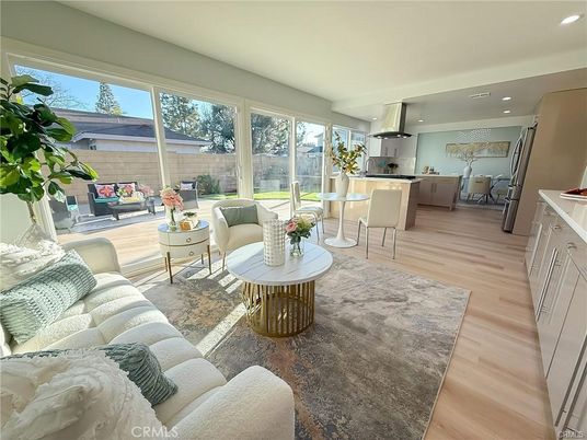 Interior, Kitchen, Living room, Recessed Lighting, Stainless Steel Appliances, Wood Texture Flooring